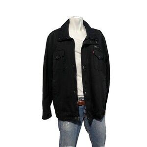 Levi's Men's Black Cotton Two Pocket Sherpa Lined Military Jacket 2X